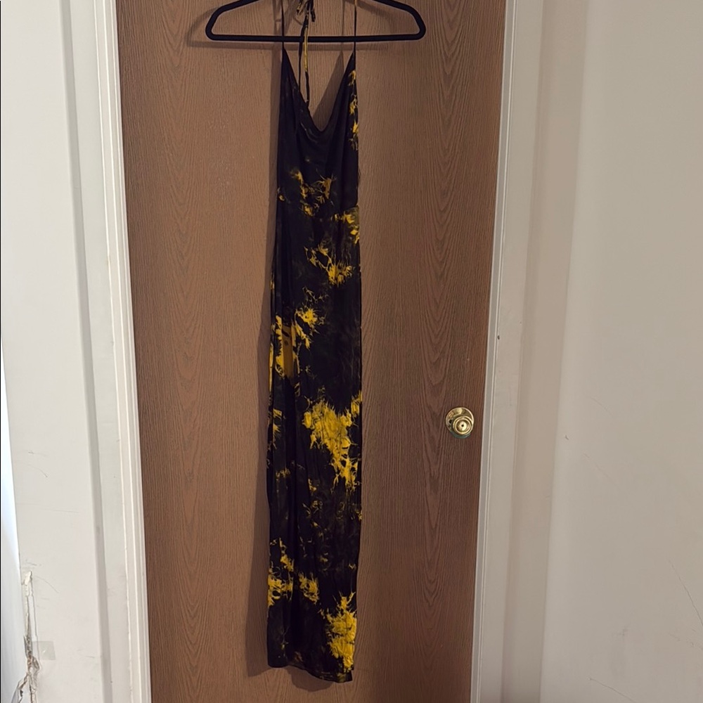 Fashion Nova Blue and Black Spaghetti Strap Maxi Dress